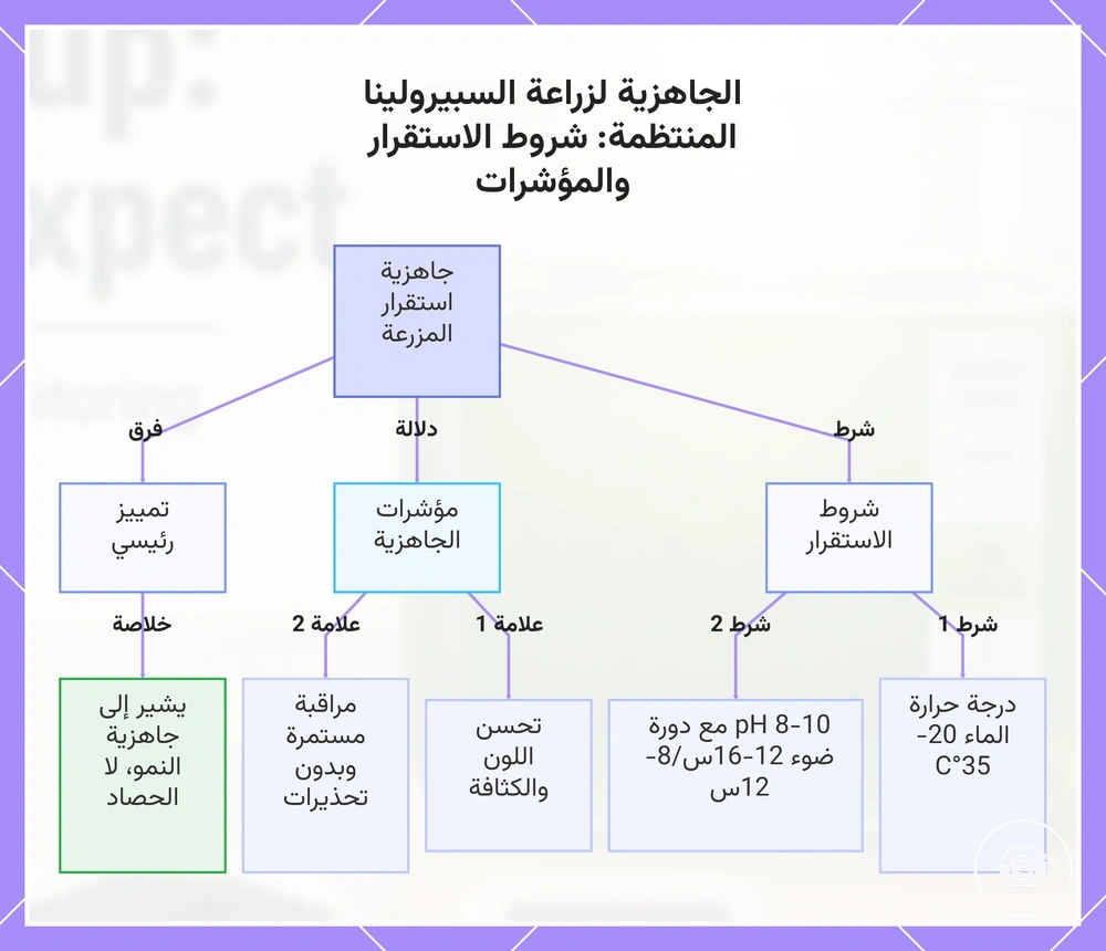 الجاهزية لزراعة السبيرولينا المنتظمة: شروط الاستقرار والمؤشرات