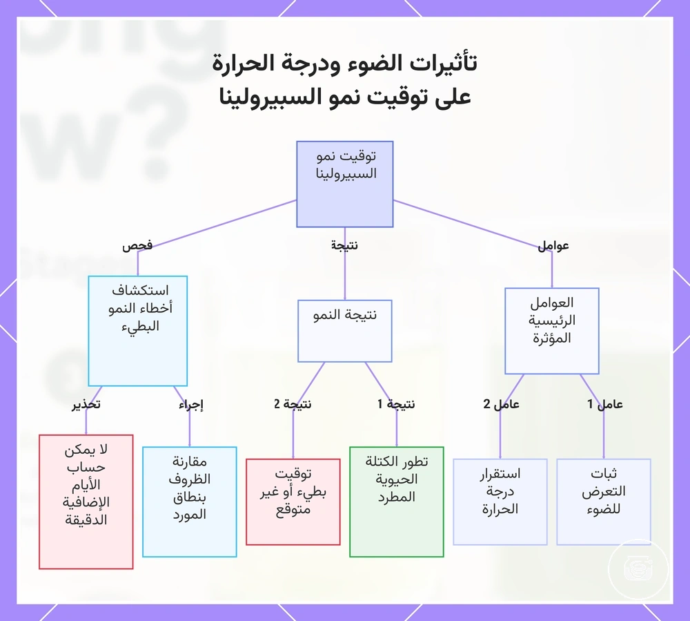 تأثيرات الضوء ودرجة الحرارة على توقيت نمو السبيرولينا