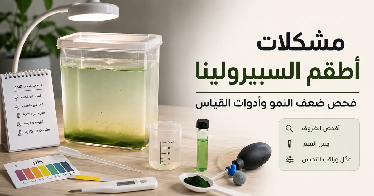 فحص طقم زراعة سبيرولينا يعاني من ضعف النمو باستخدام أدوات القياس
