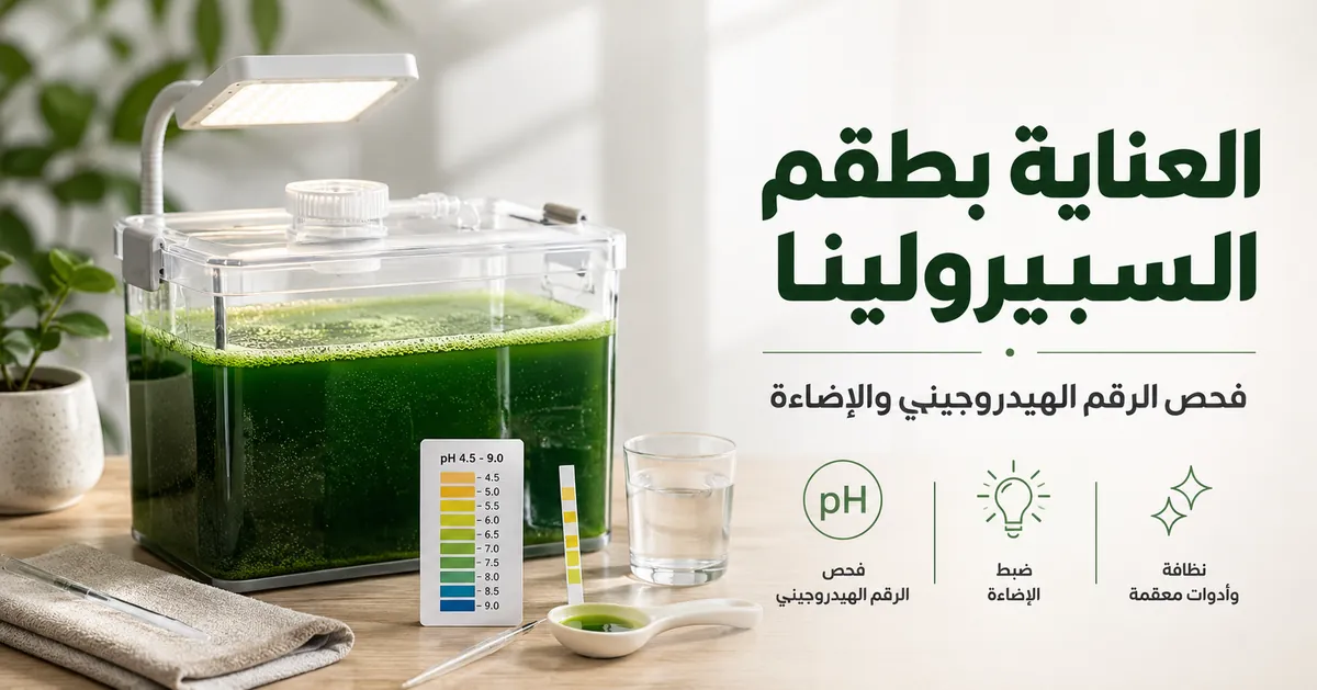 العناية بطقم زراعة السبيرولينا عبر فحص الرقم الهيدروجيني وضبط الإضاءة واستخدام أدوات نظيفة