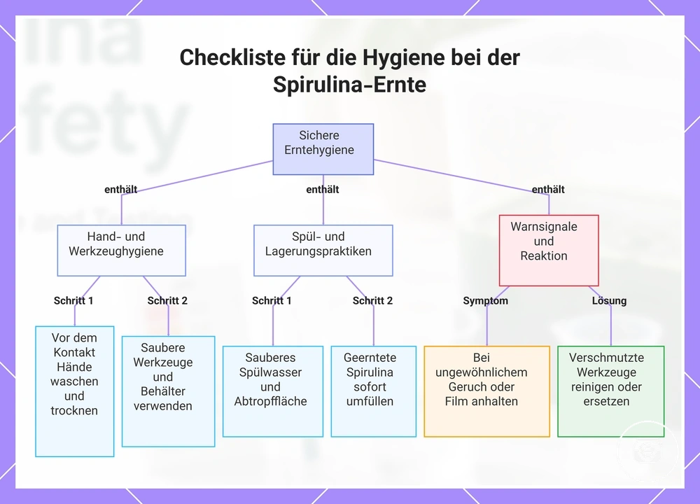 Checkliste für die Hygiene bei der Spirulina-Ernte
