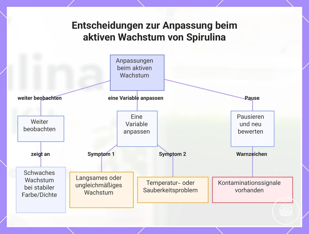 Entscheidungen zur Anpassung beim aktiven Wachstum von Spirulina