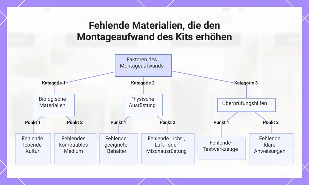 Fehlende Materialien, die den Montageaufwand des Kits erhöhen