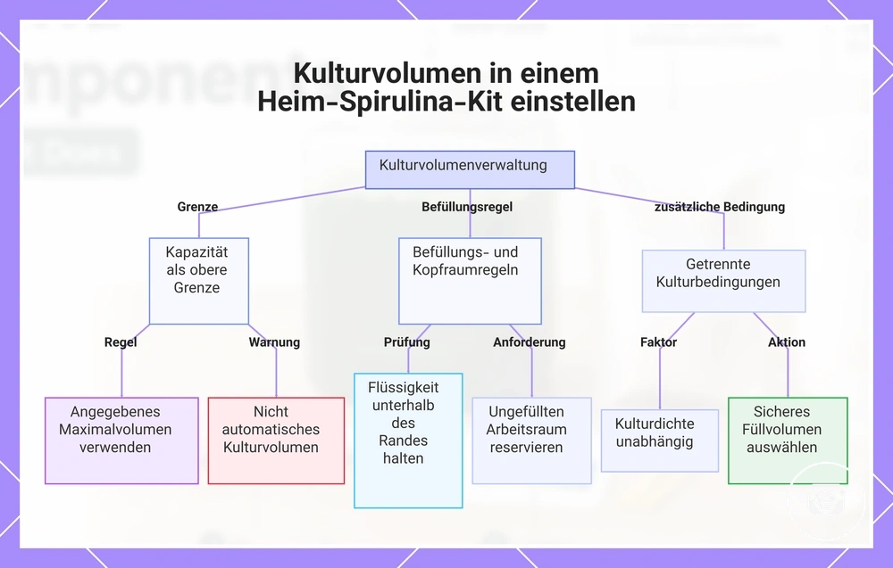 Kulturvolumen in einem Heim-Spirulina-Kit einstellen