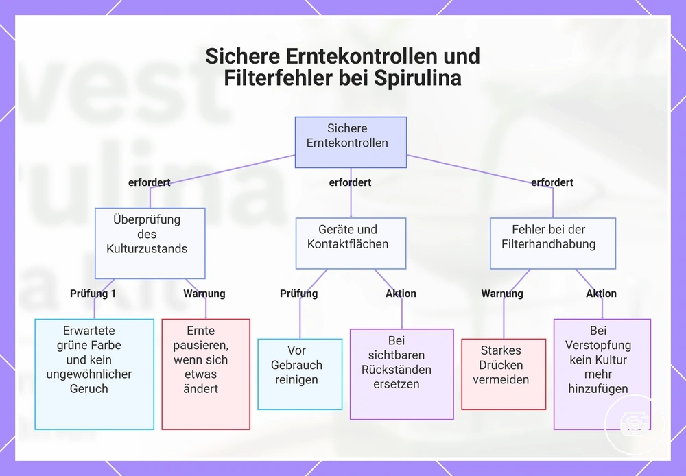 Sichere Erntekontrollen und Filterfehler bei Spirulina