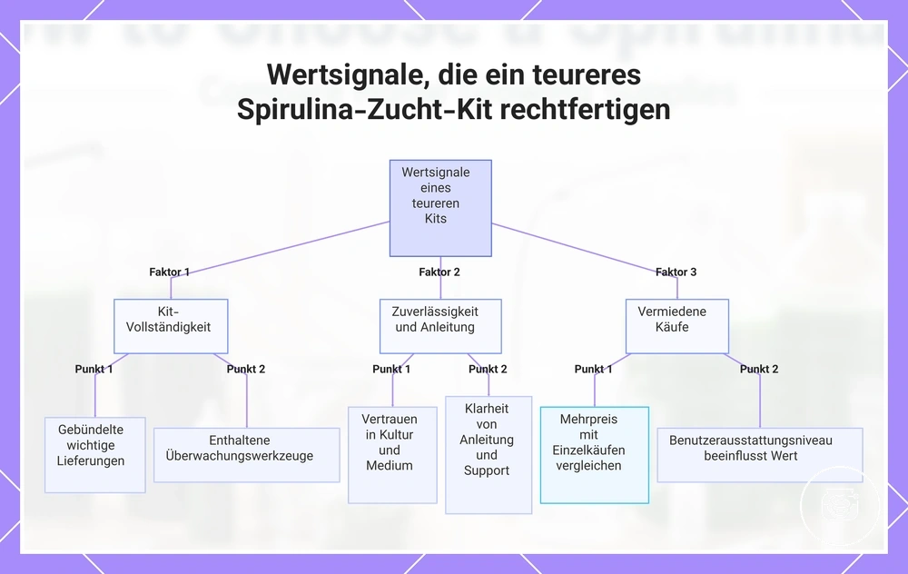 Wertsignale, die ein teureres Spirulina-Zucht-Kit rechtfertigen