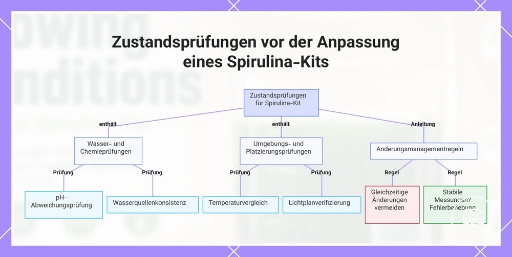Zustandsprüfungen vor der Anpassung eines Spirulina-Kits