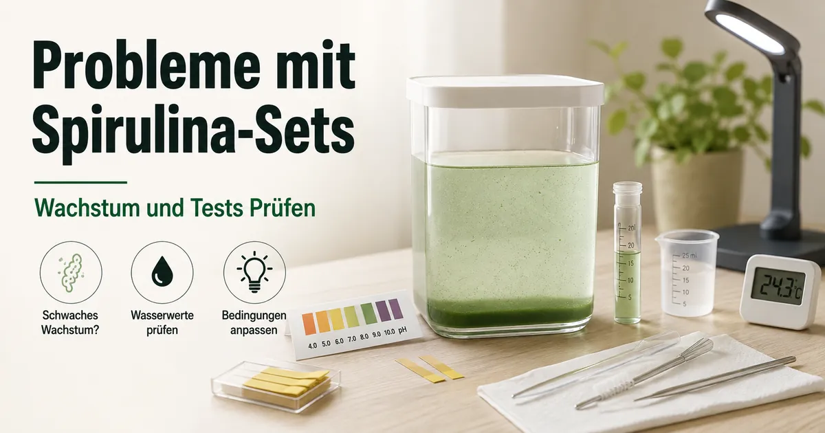 Fehlerbehebung bei einem Spirulina-Anzuchtset mit schwachem Kulturwachstum und Testmaterialien