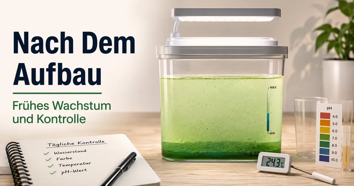 Spirulina-Anzuchtset für zu Hause nach dem Aufbau mit frühem Kulturwachstum und einfachen Kontrollgeräten