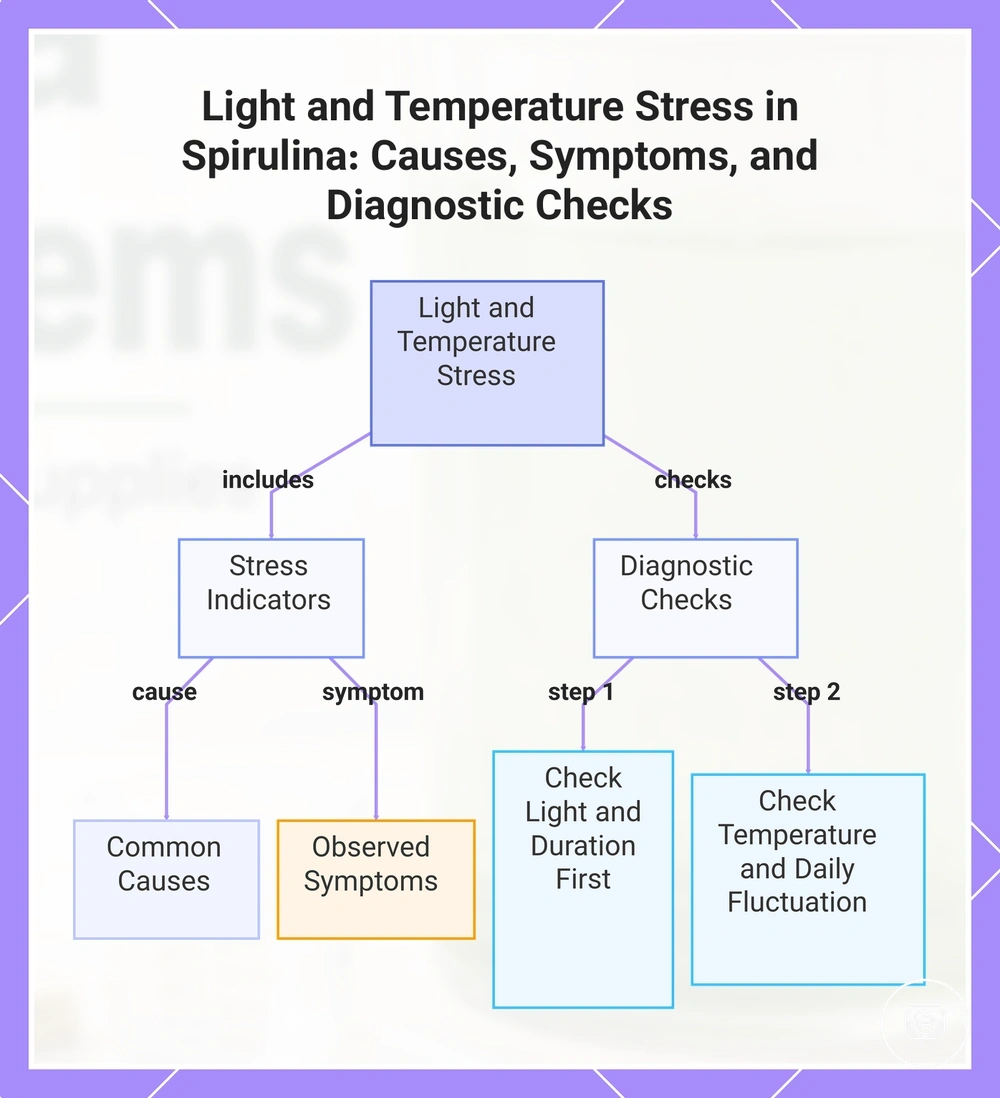 Light and Temperature Stress in Spirulina: Causes, Symptoms, and Diagnostic Checks