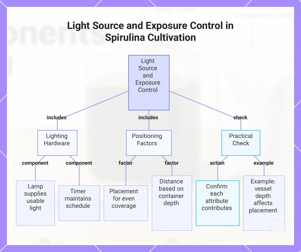 Light Source and Exposure Control in Spirulina Cultivation
