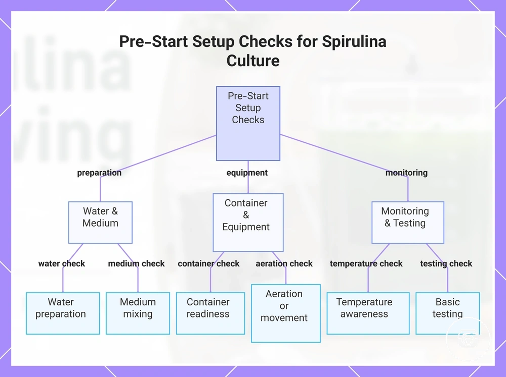 Pre-Start Setup Checks for Spirulina Culture