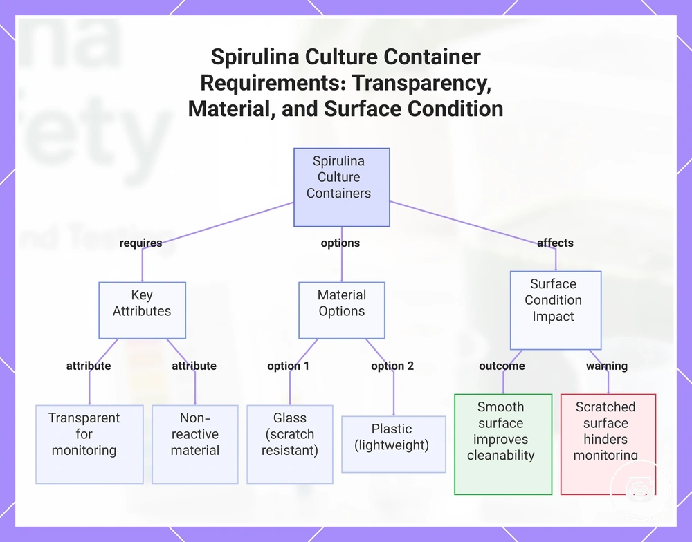 Spirulina Culture Container Requirements: Transparency, Material, and Surface Condition