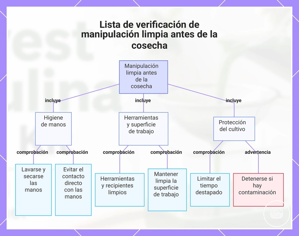 Lista de verificación de manipulación limpia antes de la cosecha