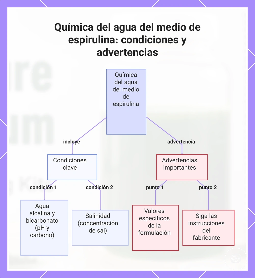 Química del agua del medio de espirulina: condiciones y advertencias