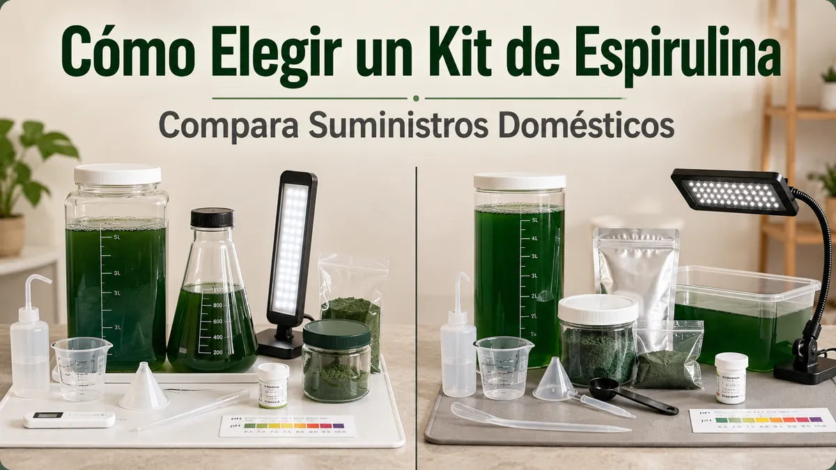 Comparación de suministros para elegir un kit doméstico de cultivo de espirulina