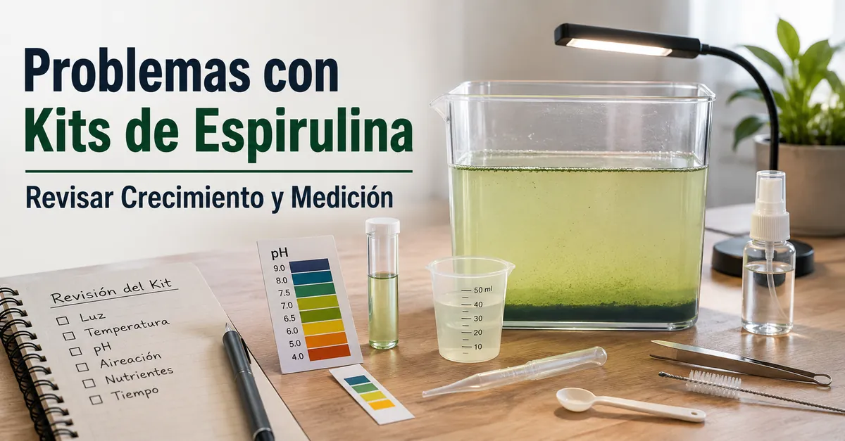 Revisión de un kit de cultivo de espirulina con crecimiento débil y materiales de medición