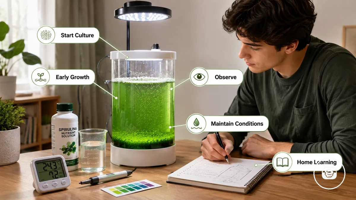 Kit de culture de spiruline à domicile pour démarrer et observer une petite culture