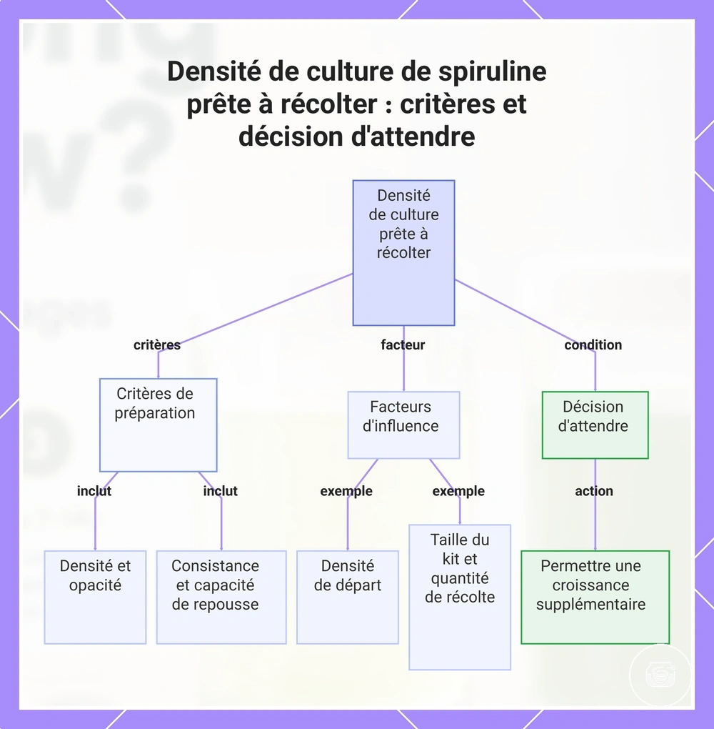 Densité de culture de spiruline prête à récolter : critères et décision d'attendre