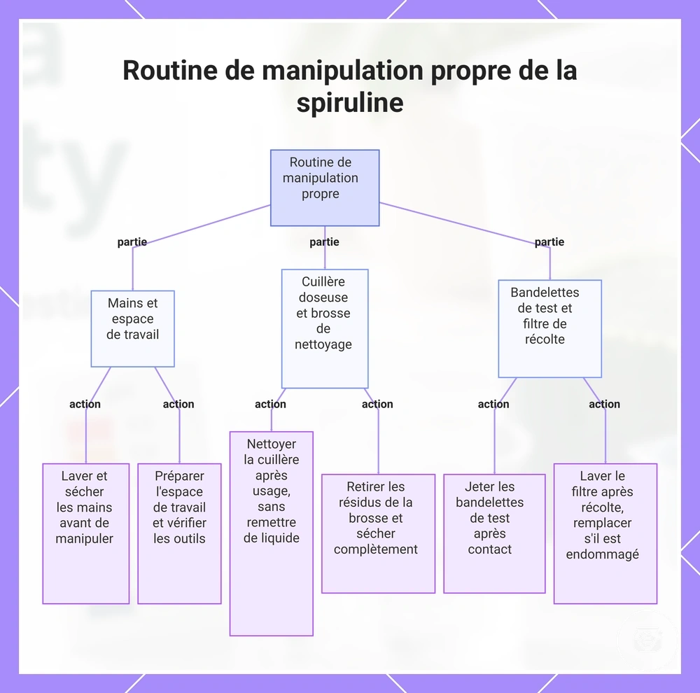 Routine de manipulation propre de la spiruline