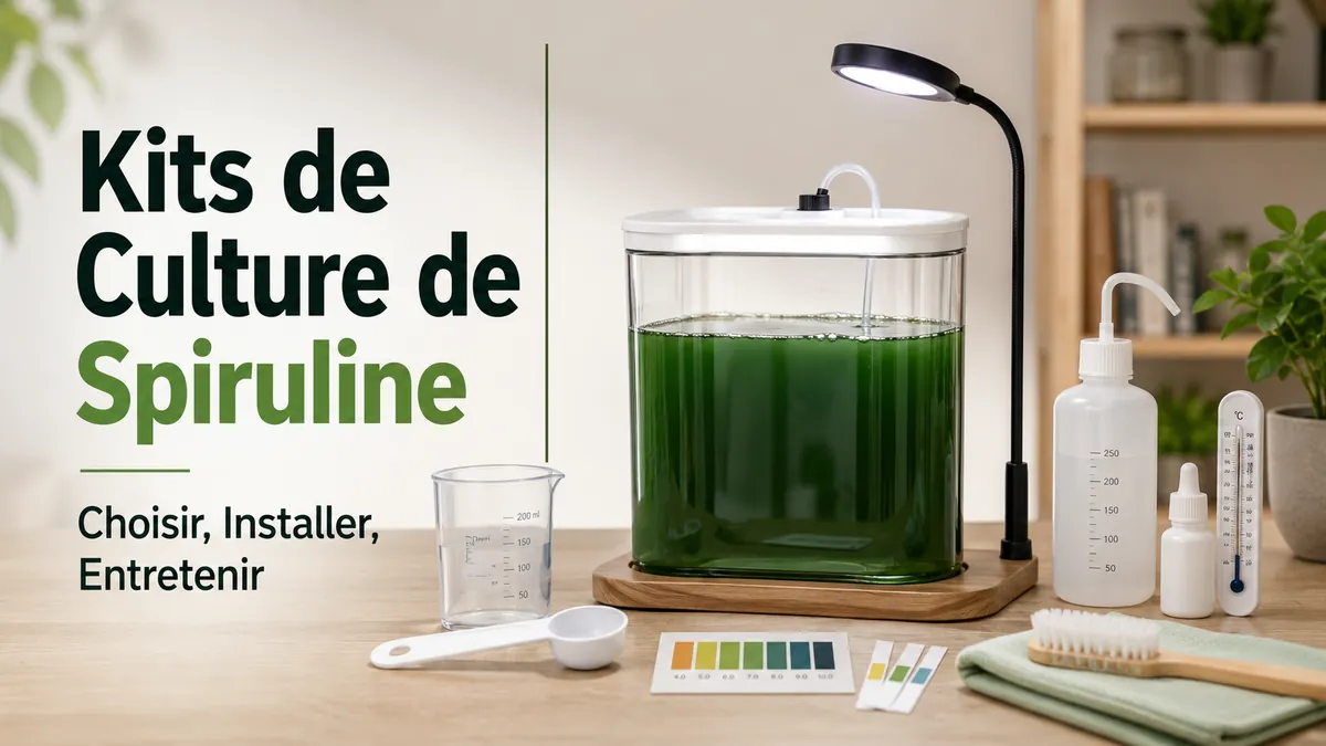 Kit de culture de spiruline à domicile avec récipient de culture, éclairage et matériel de base