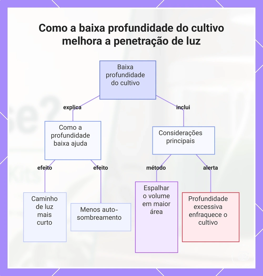 Como a baixa profundidade do cultivo melhora a penetração de luz