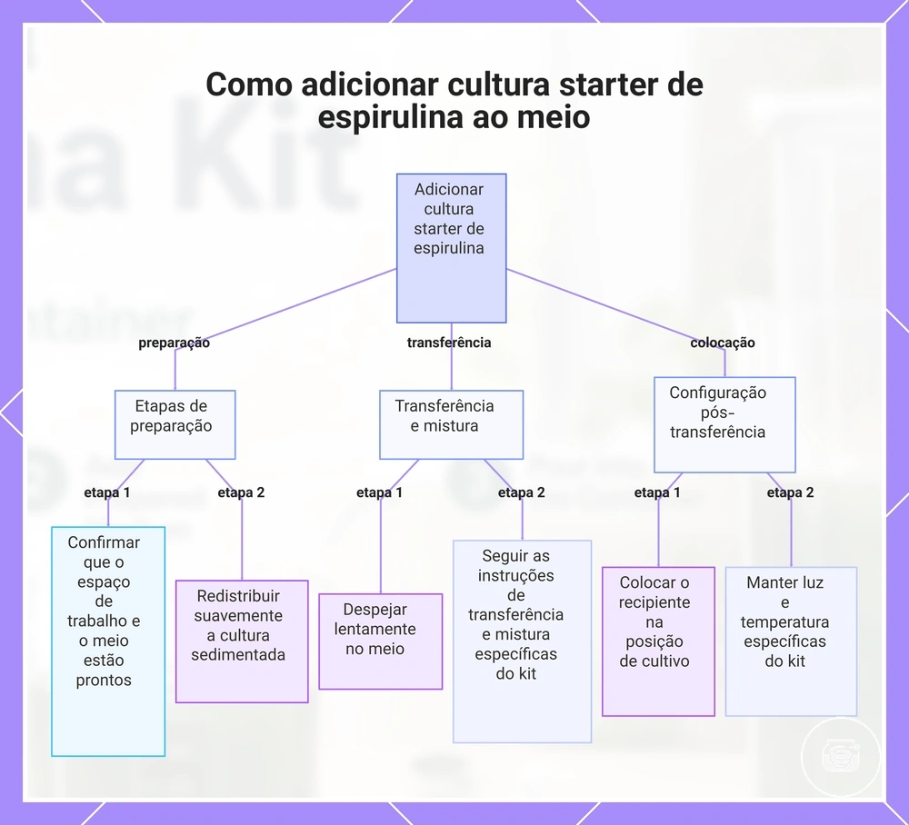 Como adicionar cultura starter de espirulina ao meio
