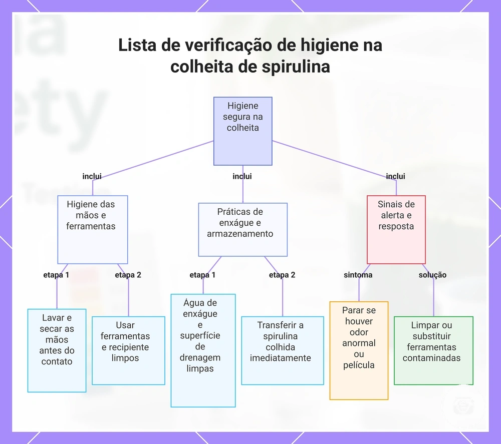 Lista de verificação de higiene na colheita de spirulina