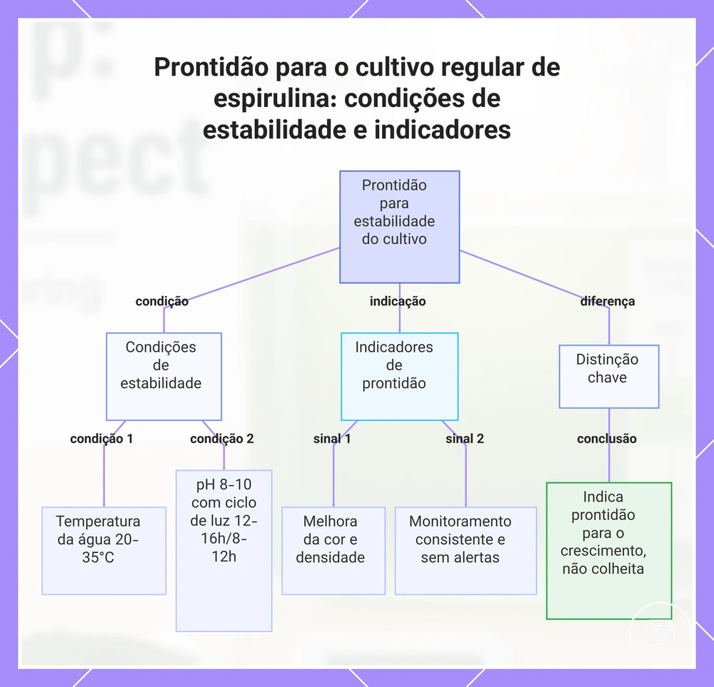 Prontidão para o cultivo regular de espirulina: condições de estabilidade e indicadores
