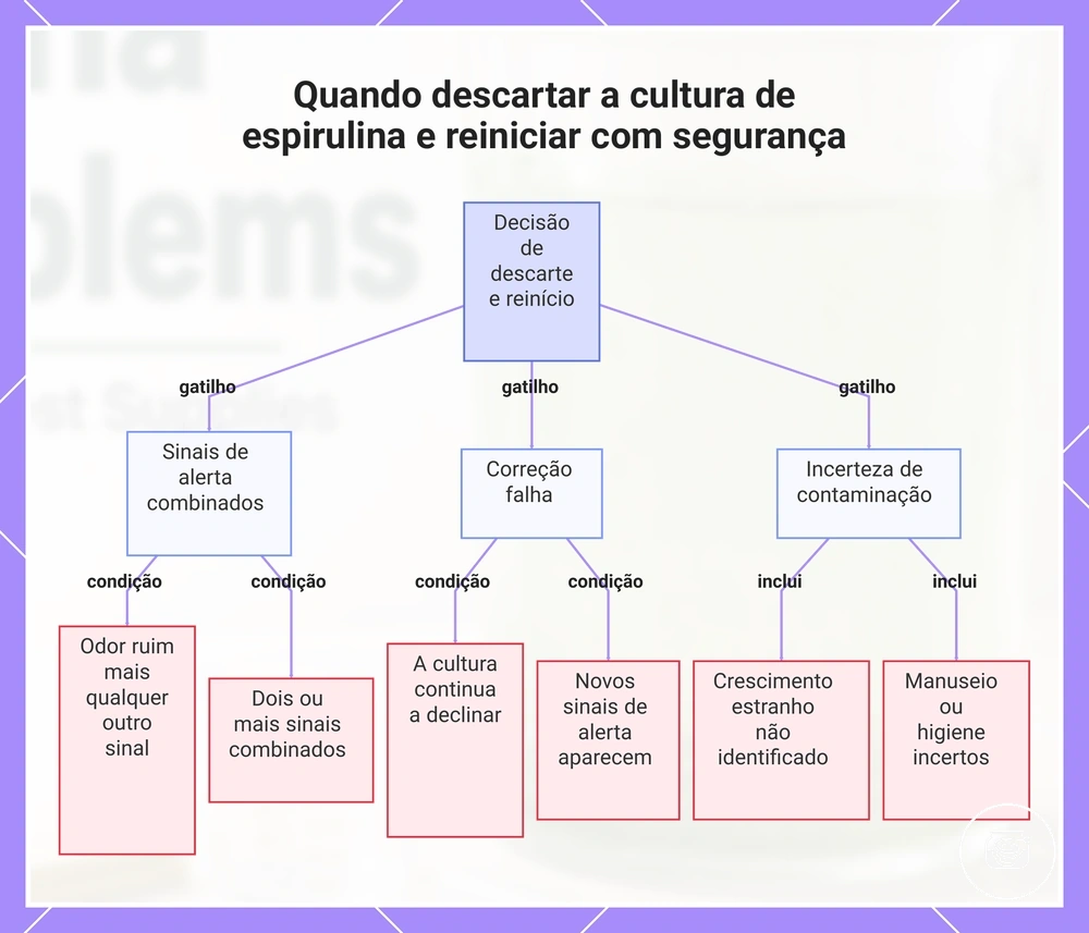 Quando descartar a cultura de espirulina e reiniciar com segurança