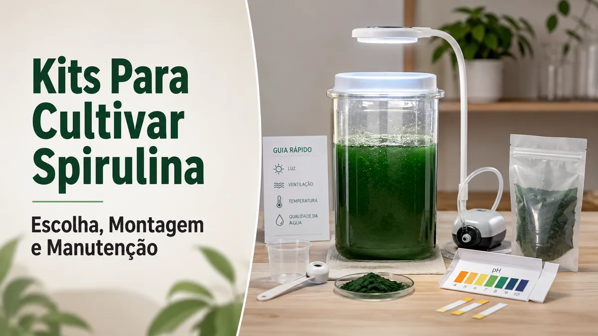 Kit doméstico para cultivar spirulina com recipiente de cultivo, iluminação e materiais básicos