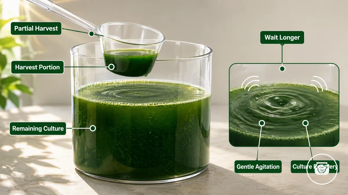 Ev tipi yetiştirme kiti kabından kısmi spirulina hasat miktarı