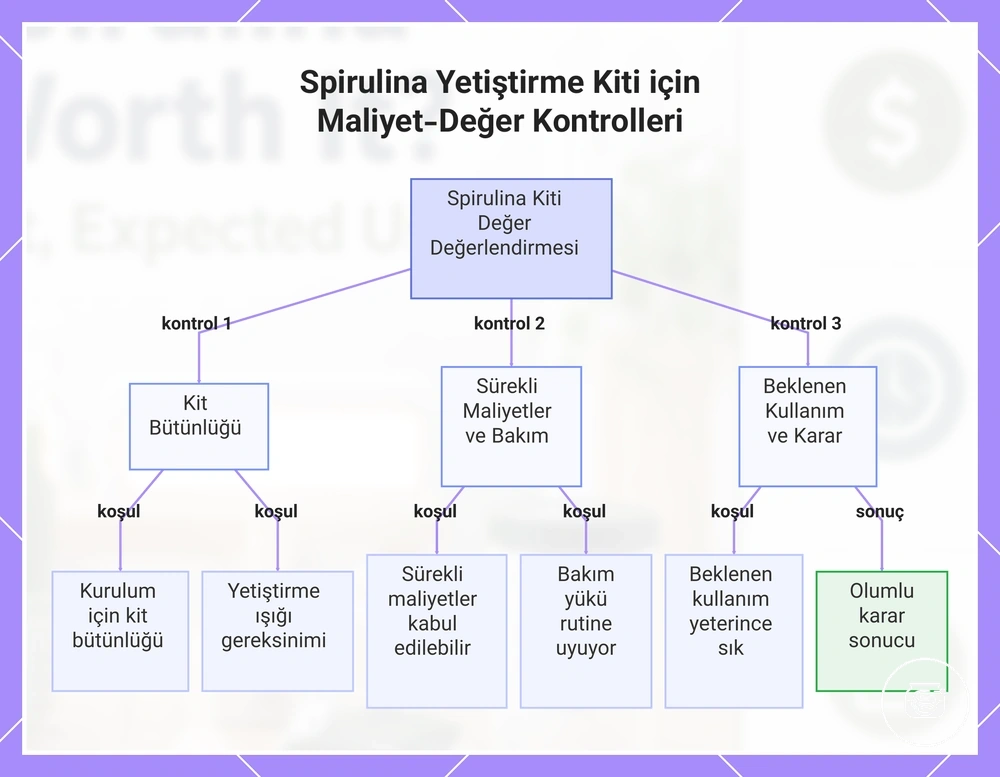 Spirulina Yetiştirme Kiti için Maliyet-Değer Kontrolleri