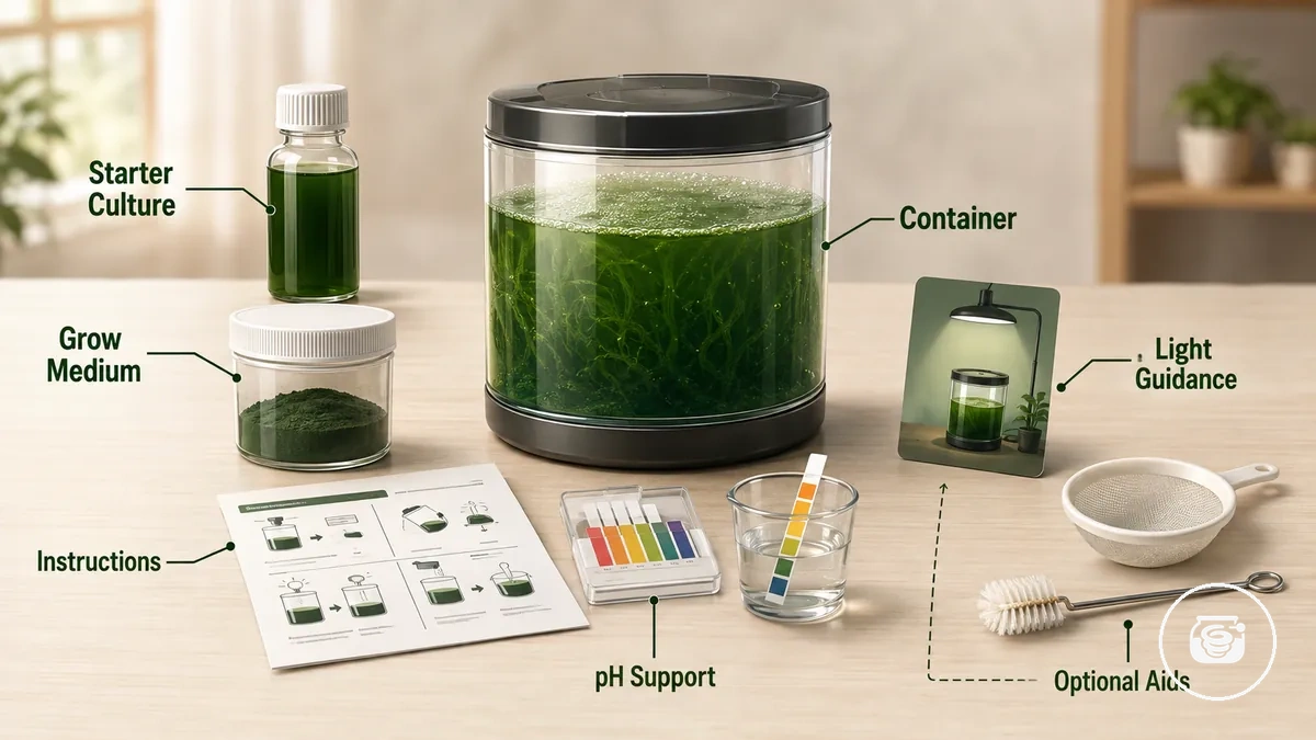 Kurulum belirsizliğini azaltan bir başlangıç spirulina yetiştirme kitinin temel bileşenleri