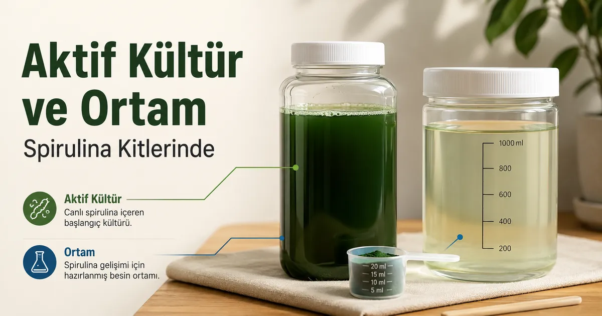 Ev tipi yetiştirme kiti için hazırlanmış aktif spirulina kültürü ve yetiştirme ortamı