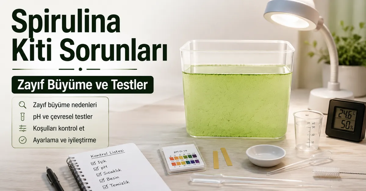 Zayıf kültür büyümesi ve test malzemeleriyle spirulina yetiştirme kitinde sorun giderme