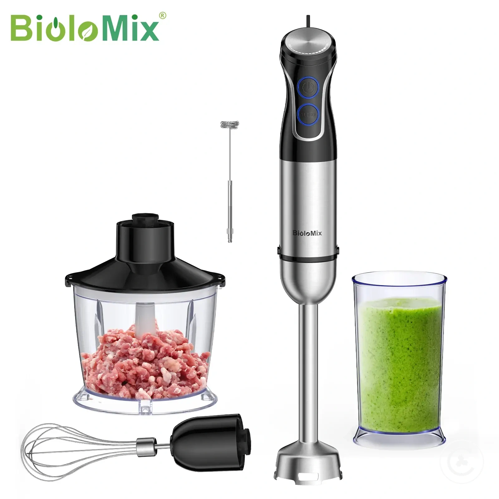 Stabmixer mit Edelstahlklinge und mehreren Funktionen