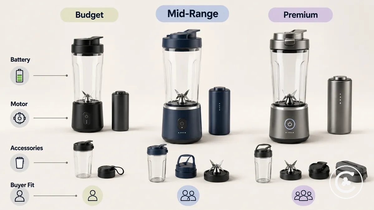 Comparaison des fourchettes de prix des blenders sans fil et des caractéristiques de valeur attendues