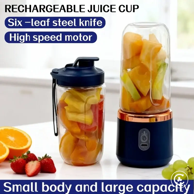 Espremedor elétrico portátil com copo de 400ML e formato de liquidificador recarregável