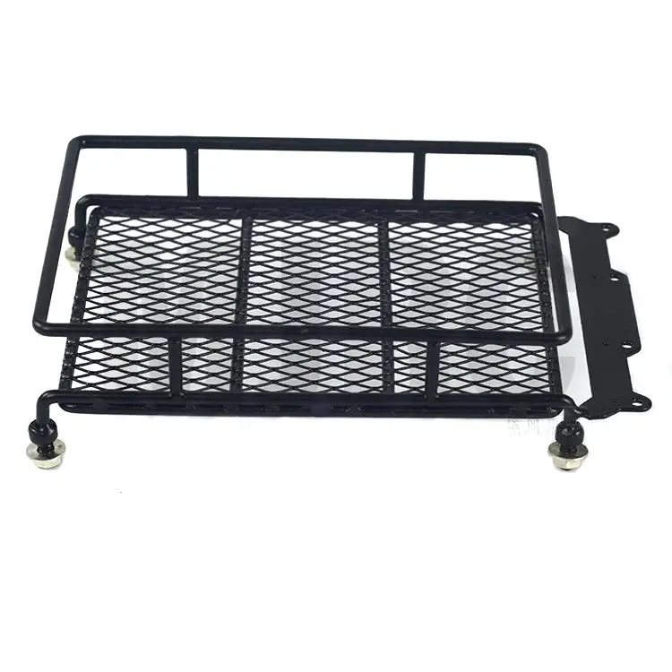Porte-bagages Toit Avec 4 Feux LED Pour Voiture RC Axial SCX10 1/10 - Métal, Dimensions 156x110x40mm