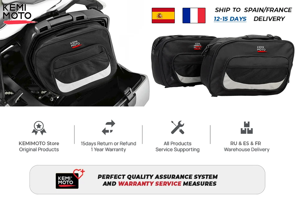 Sacs de bagages intérieurs noirs pour moto