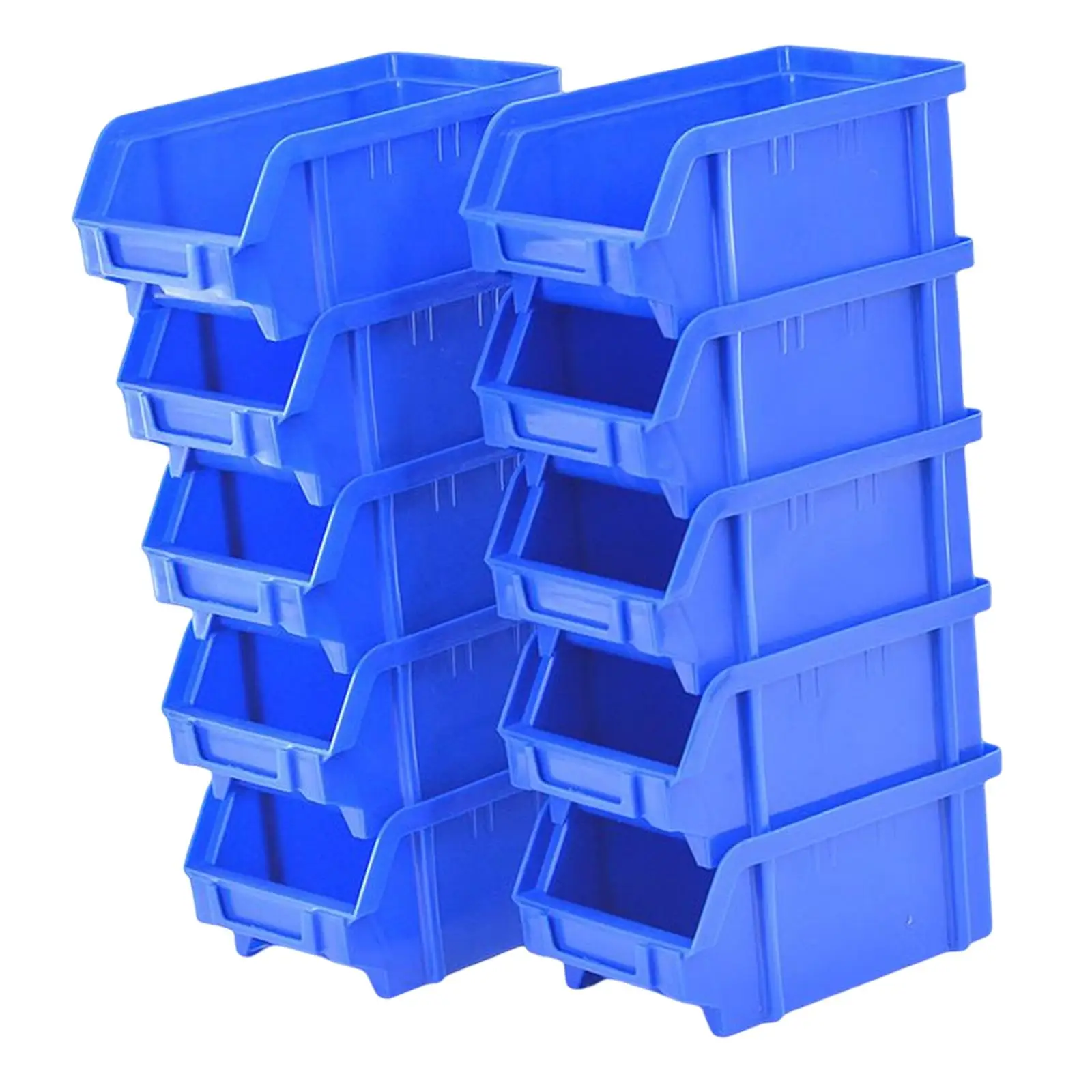 10Pcs Multi Purpose Garage Storage Bins Containers Hardware Parts Rack Open Front Stacking for Cabinet Workshop Garage Shop Shed