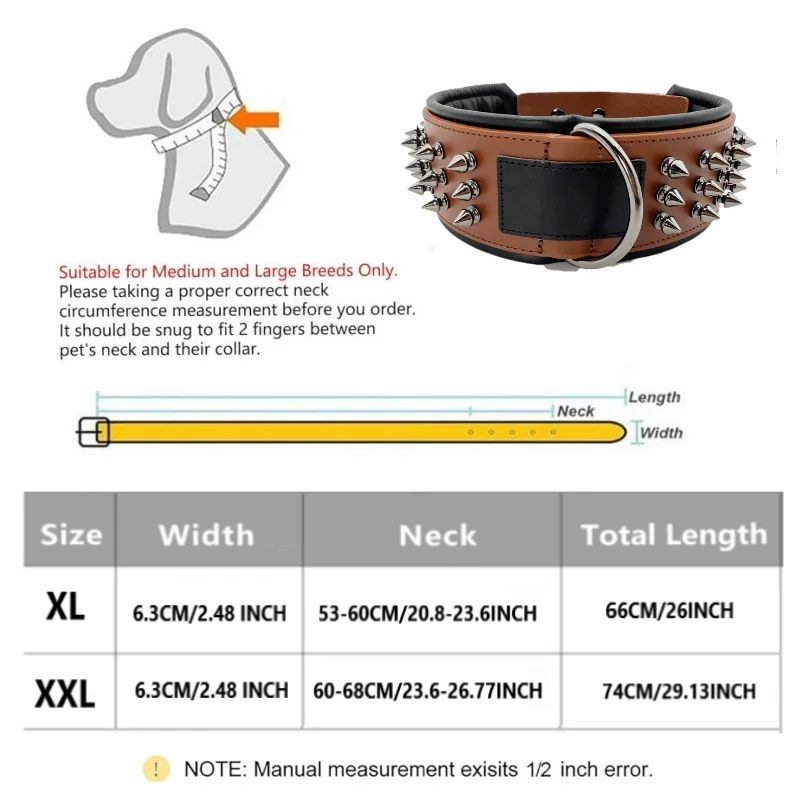 Collier de chien en cuir véritable réglable
