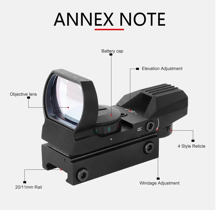 Lunette de visée holographique à point rouge pour fusil de chasse