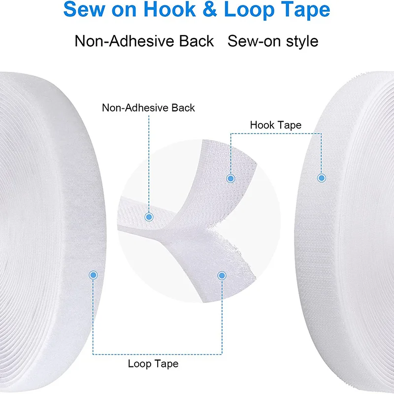 Bandes de fixation en nylon non adhésives à crochets et boucles