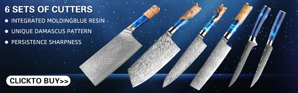 Ensemble de couteaux de cuisine à motif laser Damas