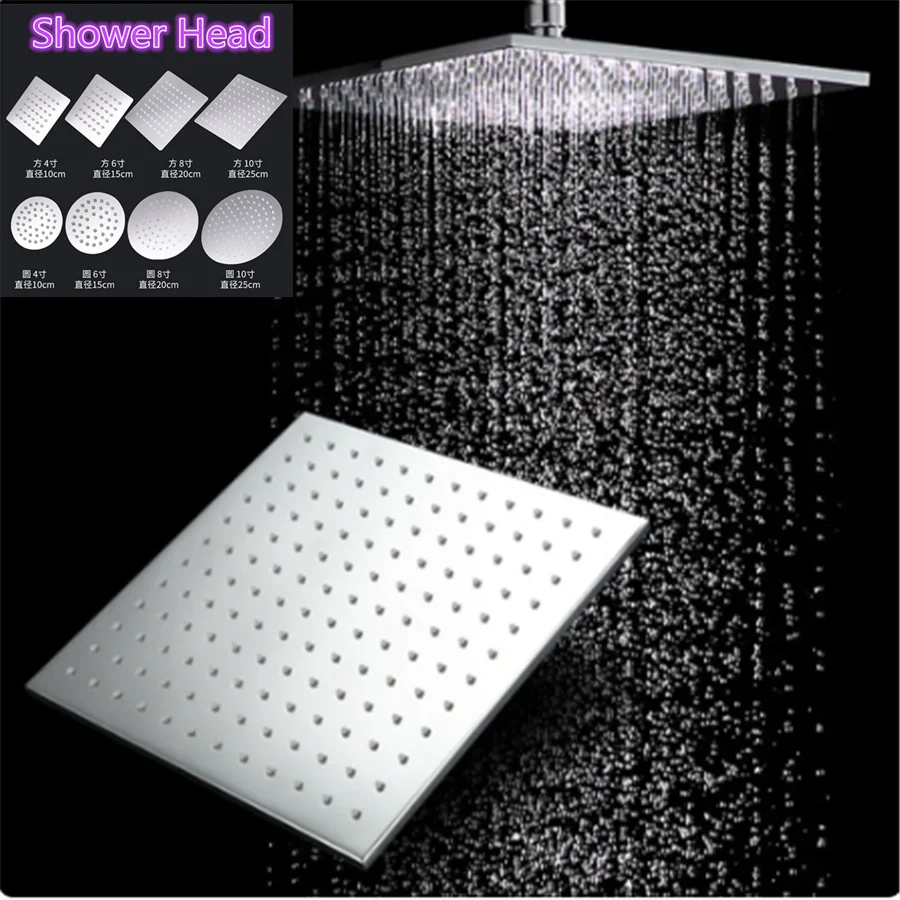 Pommeau De Douche Carré Noir Haute Pression - Anti-calcaire, 48 Jets Silicone - Design Moderne