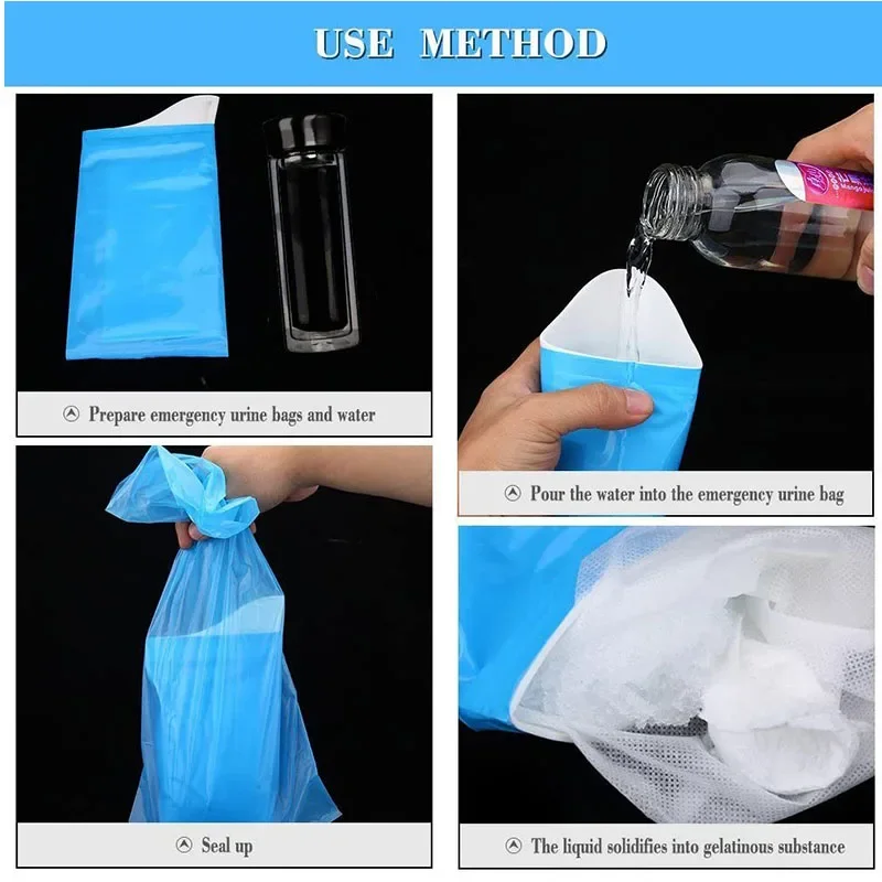 24 Sacs à Urine Jetables 750ml | Avec Poignée, Gel Absorbant, Pour Voyage, Camping, Urgence