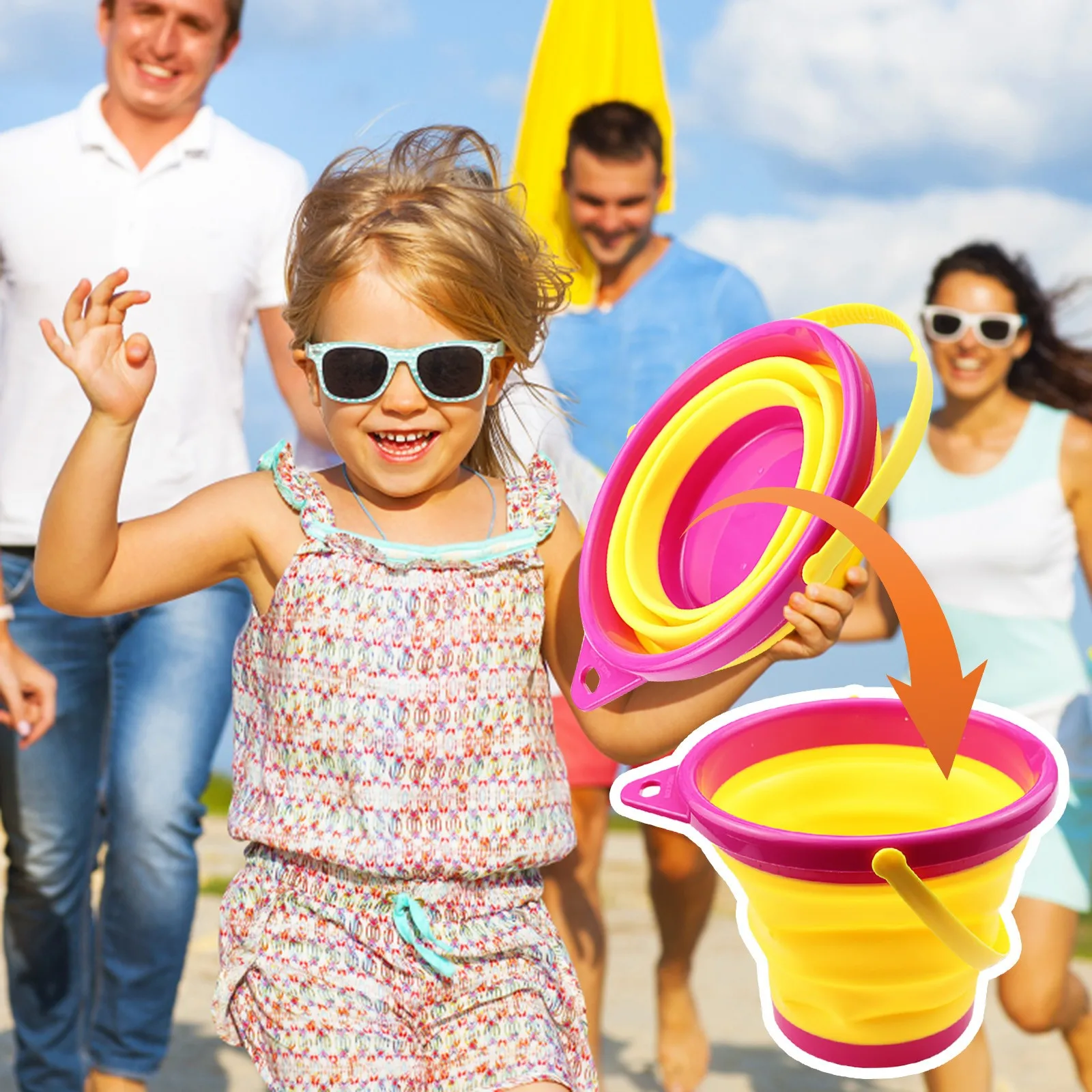 Seau Pliable 3 Litres Bleu - Jouet De Sable Pour Enfants, Seau De Nettoyage, Idéal Transport Et Rangement
