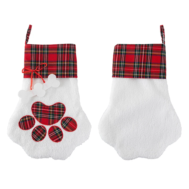 Bas de Noël en coton motif pattes d'animaux